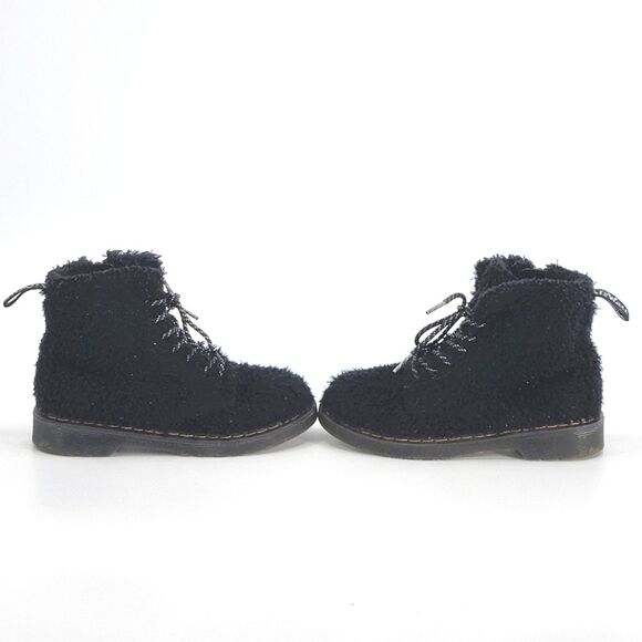 Dr Martens Junior 1460 Pascal Tinsel Faux Fur Lace Up Boots Girls Size 2 Black - Picture 2 of 9